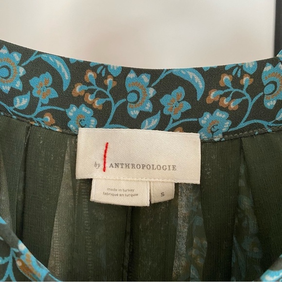 Anthropologie Blue Green Floral Sona Tunic Mini Dress Small - Picture 13 of 16